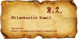 Milankovics Kamil névjegykártya